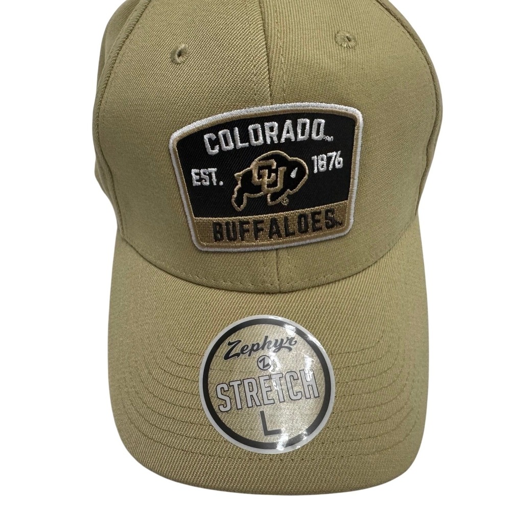 New‎ Calorado Buffaloes Hat/Cap Stretch Large Tan with logo embroidery